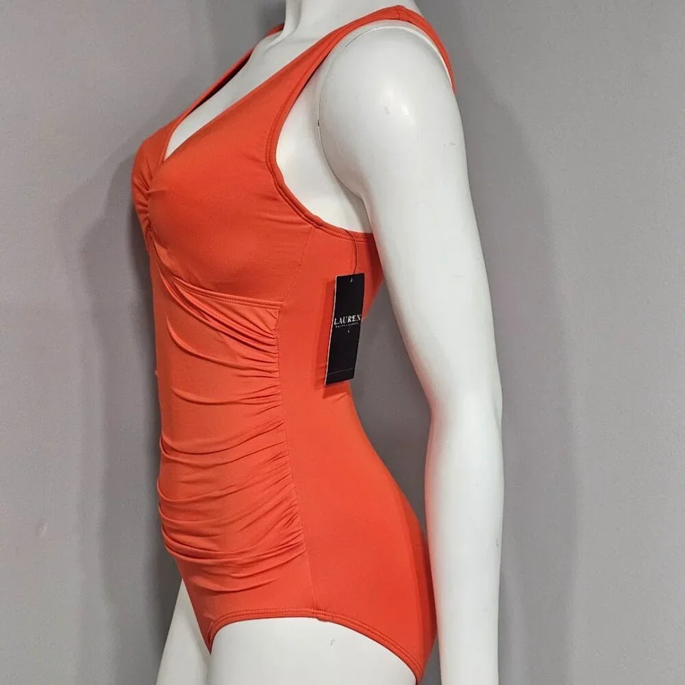 Ralph Lauren Ring Over the Shoulder Tummy Control One Piece Swimsuit - Picture 3 of 9
